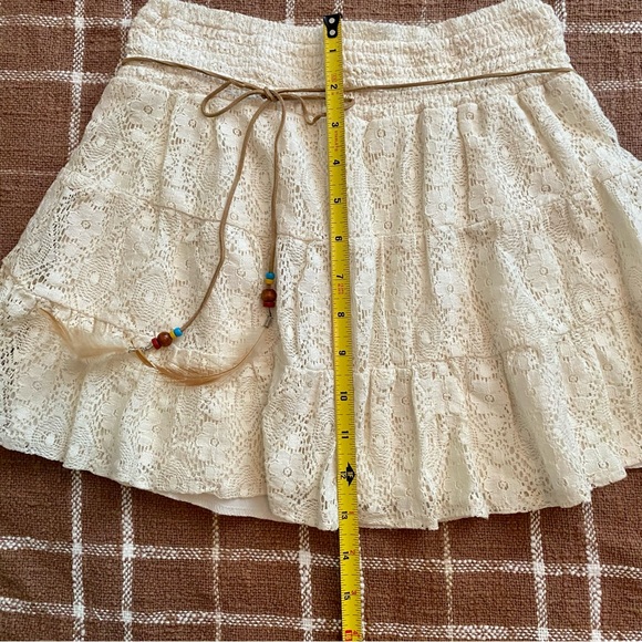 3 piece bundle! 2 Rust Color Raggs II Riches tops with lace Cream Mini Skirt XS! - Picture 5 of 14